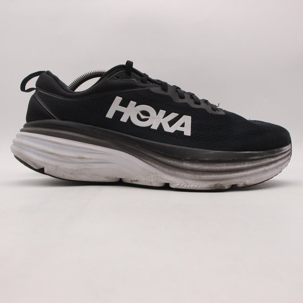 Hoka One One Bondi 8 Mens Size 11.5 EE Black Running Shoes Sneakers 1127953 BWHT - Picture 1 of 11
